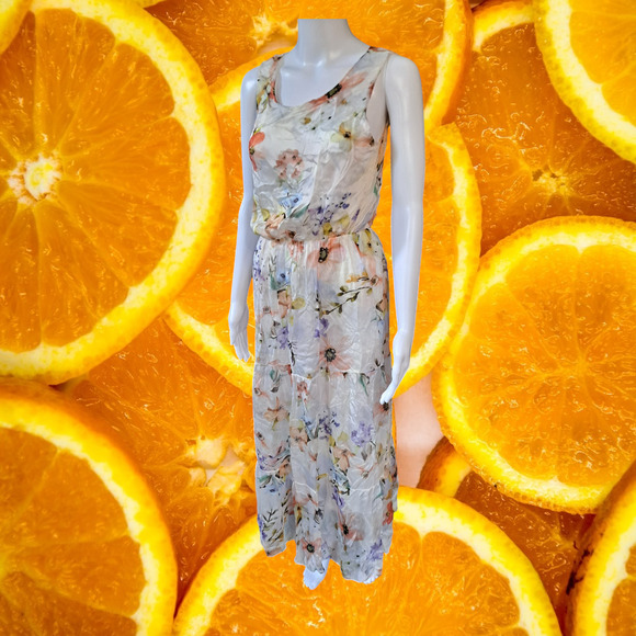 NWT Lara‎ G. By Lara Guidotti Floral Airy Silk Blend Blouson Dress Size Large - Picture 2 of 9